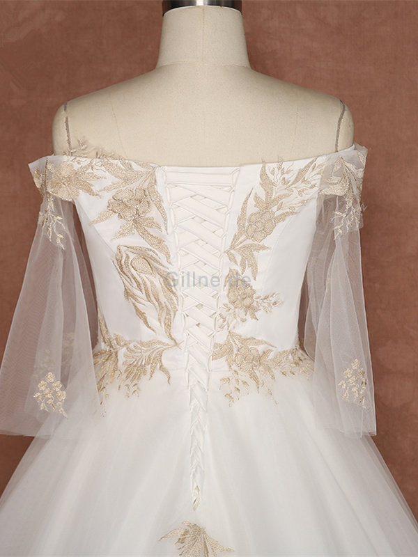 Spitze Absorbierend Trägerloser Ausschnitt Brautkleid mit Applike aus Satin