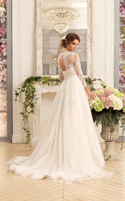 Klassisches Luxus Romantisches Modern Brautkleid mit Rücken Schnürung