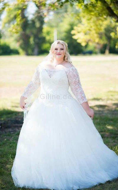 Schulterfreier Ausschnitt Duchesse-Linie Luxus Bodenlanges Romantisches Brautkleid