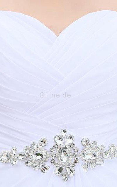 Seeküste Bodenlanges Langes Brautkleid mit Perlengürtel ohne Ärmeln