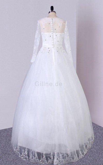 Paillette A-Line Paillettenbesetztes Konservatives Brautkleid mit Bordüre