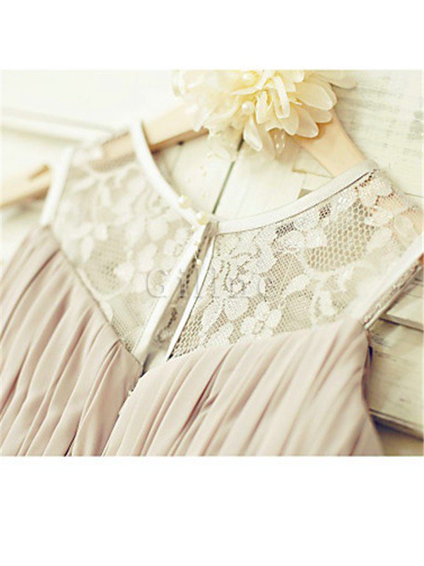 Schaufel-Ausschnitt A Linie Prinzessin Blumenmädchenkleid mit Blume mit Rüschen