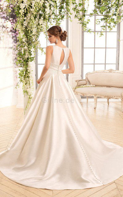 Sweep Zug Bateau Ausschnitt Schlüsselloch Rücken Elegantes Brautkleid mit Juwel Ausschnitt