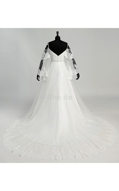 A-Line Reißverschluss Schlichtes Brautkleid mit kreuz mit Gericht Schleppe