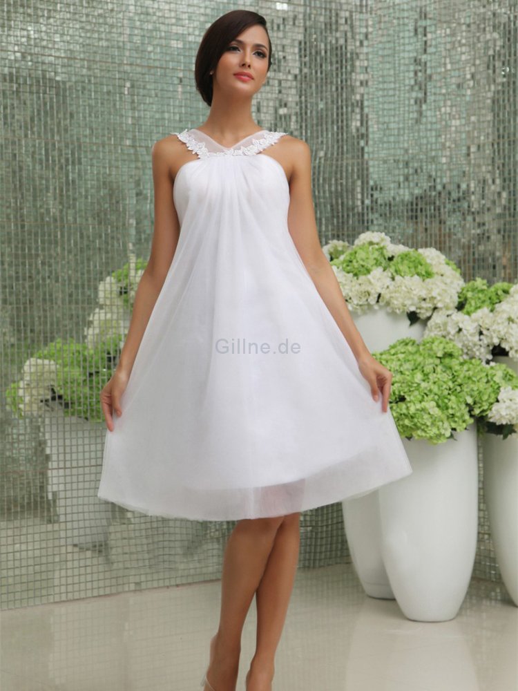 Schön A-Line Einfaches Informelles Brautkleid aus Satin