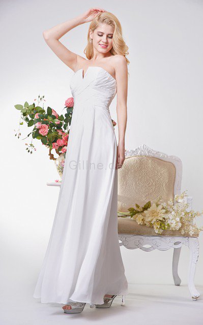 A-Line Gekerbter Ausschnitt Chiffon Brautjungfernkleid ohne Ärmeln mit kreuz