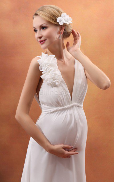 Sweep Zug V-Ausschnitt Tiefer V-Ausschnitt Schlichtes Luxus Brautkleid