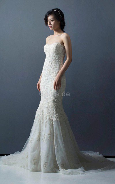 Natürliche Taile Ärmelloses Trägerloser Ausschnitt Meerjungfrau Stil Elegantes Brautkleid