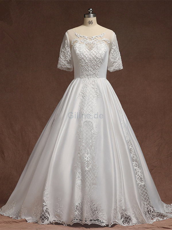 Duchesse-Linie Umwerfend Modisches Bodenlanges Brautkleid mit Halben Ärmeln