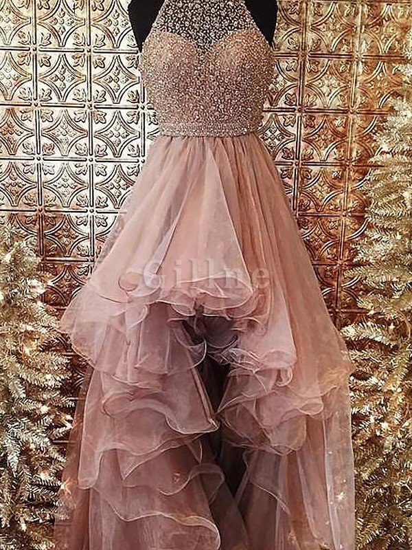 Asymmetrisch Normale Taille Ärmelloses Duchesse-Linie Abendkleid aus Organza