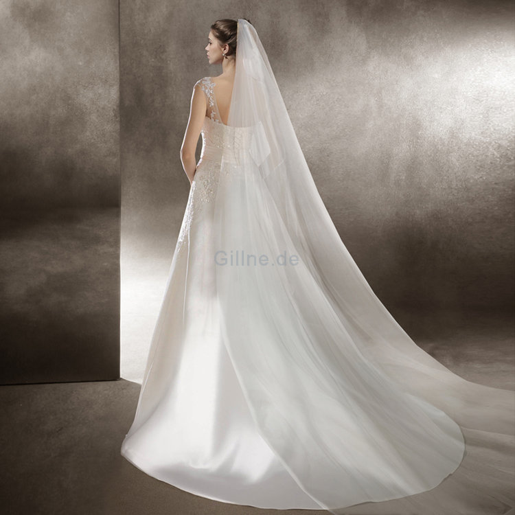 Süß Bodenlanges Luxus Formelles Brautkleid mit Rücken Schnürung