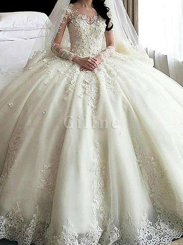 Zauberhaft Sittsames Bodenlanges Brautkleid mit Reißverschluss aus Tüll