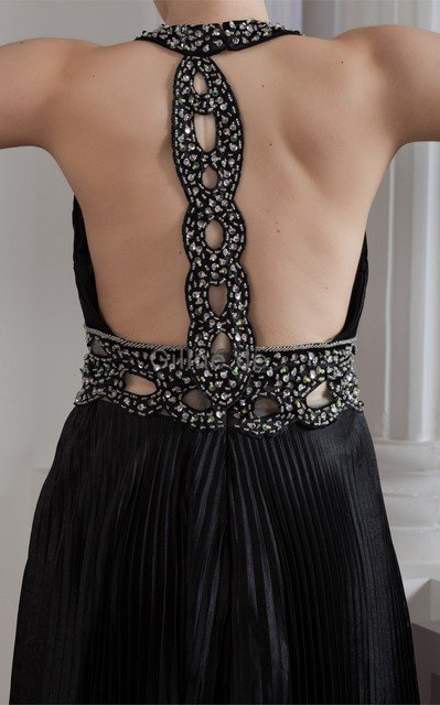 A-Line Anständiges Abendkleid mit Schlüsselloch Rücken mit Perlen