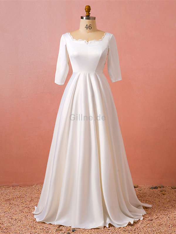 Satin Natürliche Taile Herrlich Romantisches Brautkleid mit Bordüre