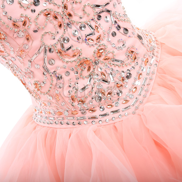 Normale Taille Romantisches Langes Quinceanera Kleid mit Kristall aus Tüll