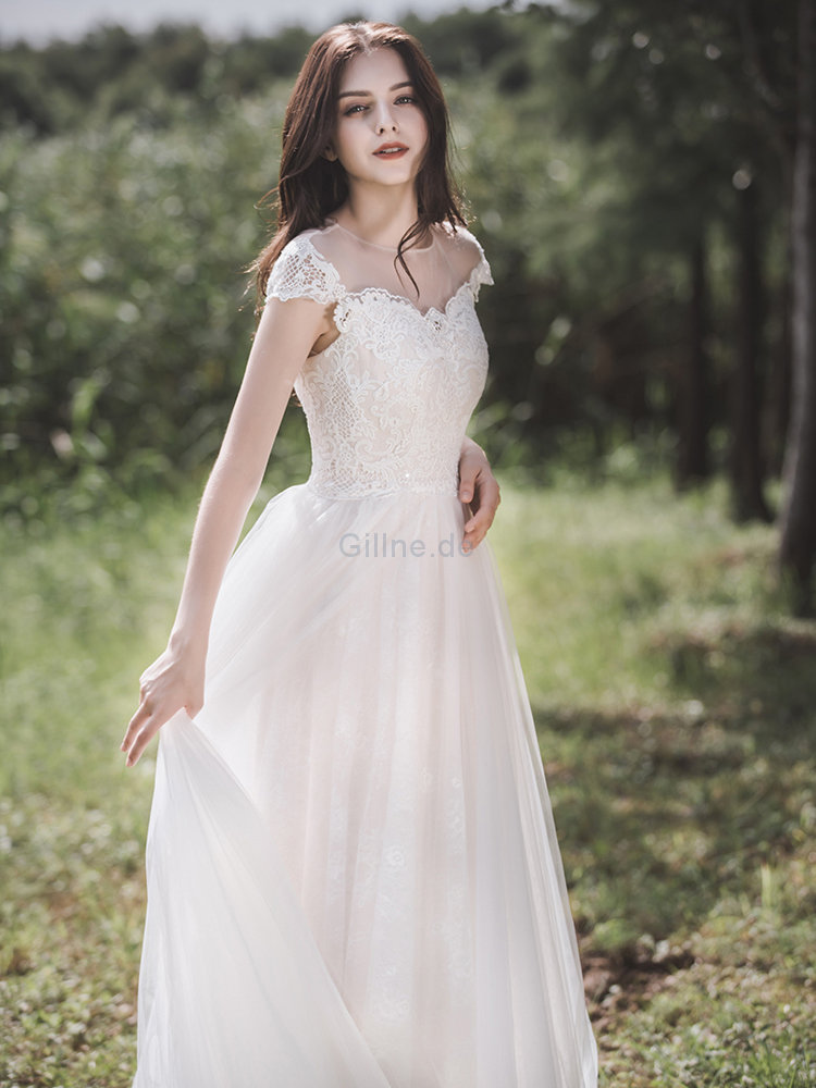 Aufregend Prinzessin Dehnbarer Satin Outdoor Brautkleid mit Knöpfen