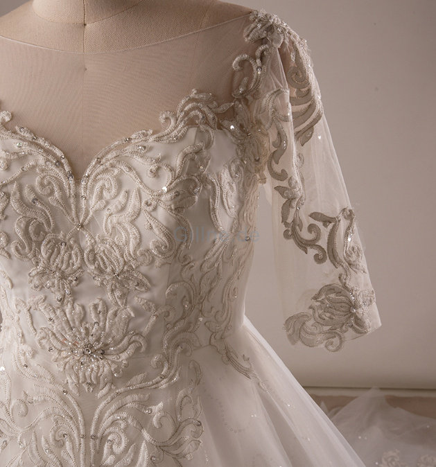 Schlussverkauf Prächtiges Langes Formelles Brautkleid mit Kapelle Schleppe