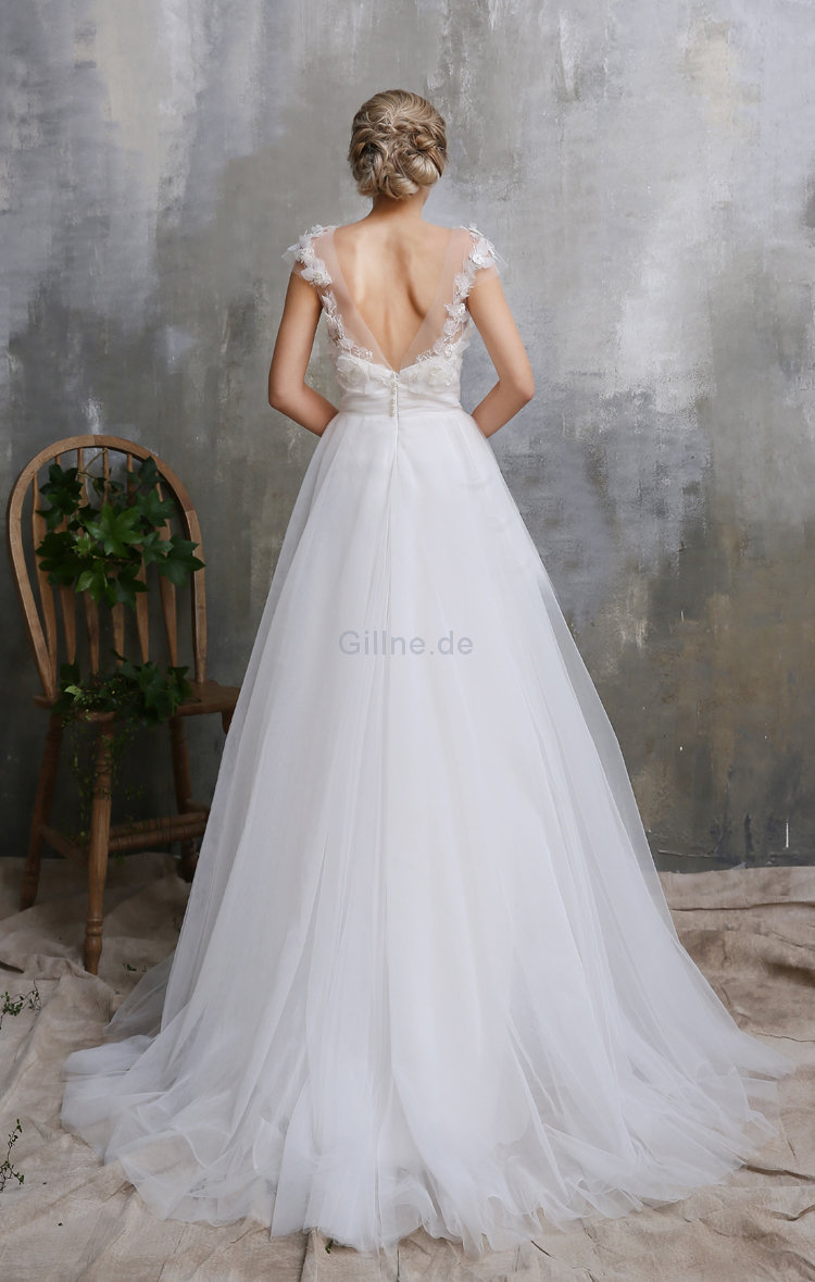 A-Line Natürliche Taile Ausgezeichnet Exklusive Brautkleid mit Kurzen Ärmeln