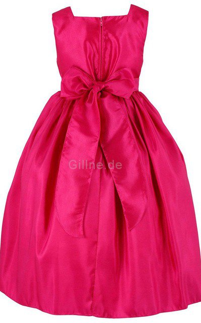 A-Line Ärmellos Reißverschluss Blumenmädchenkleid mit Empire Taille mit Plissierungen