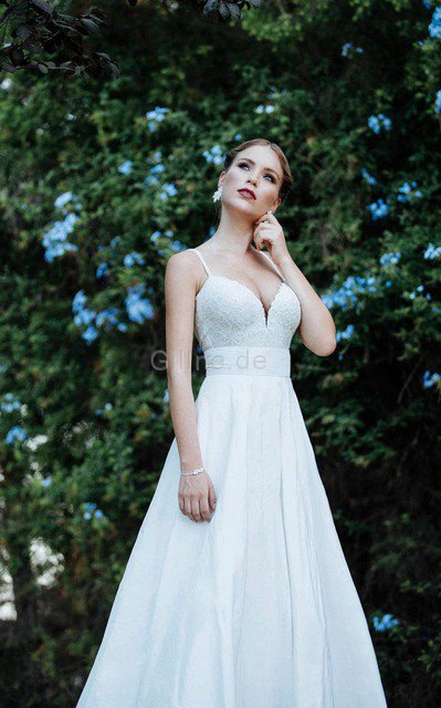 Empire Taille A-Line Bodenlanges Brautkleid mit Bordüre aus Taft