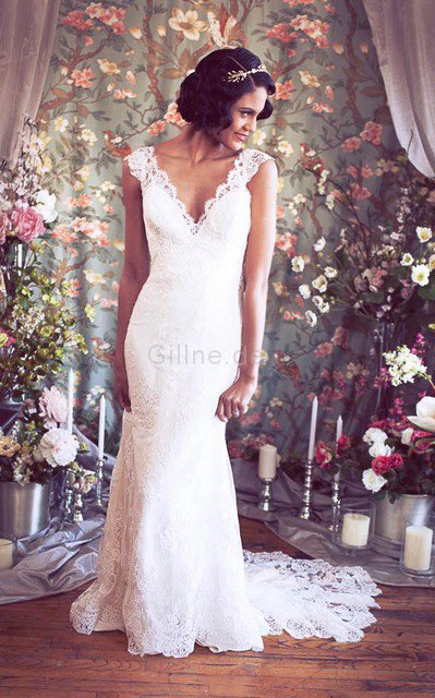 Meerjungfrau Etui Luxus Romantisches Brautkleid mit Bordüre
