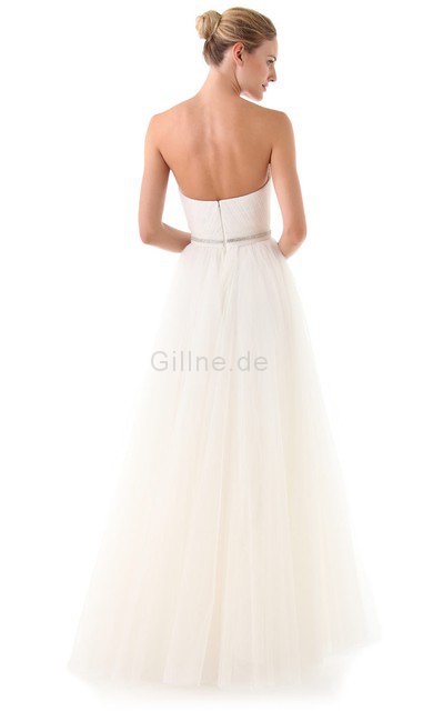 A-Line Organza Reißverschluss Brautkleid mit Schleife mit offenen Rücken