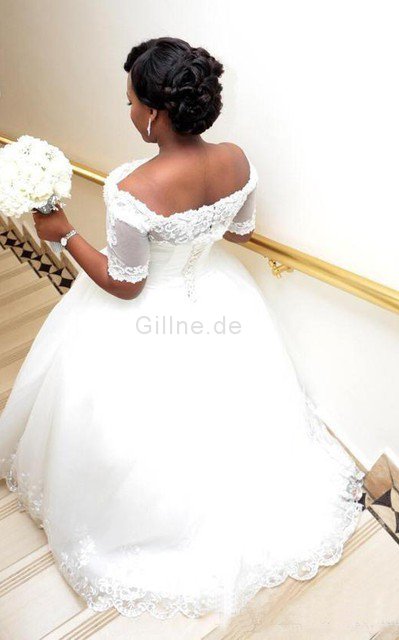 Reißverschluss Prächtiges Modern Romantisches Brautkleid mit Perlen