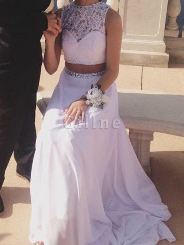 Ärmelloses A-Line Prinzessin Empire Taille Abendkleid aus Chiffon
