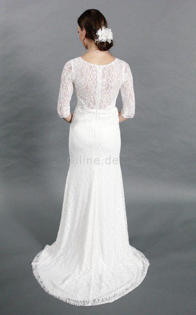 Spitze Reißverschluss Juwel Ausschnitt Vintage Elegantes Brautkleid