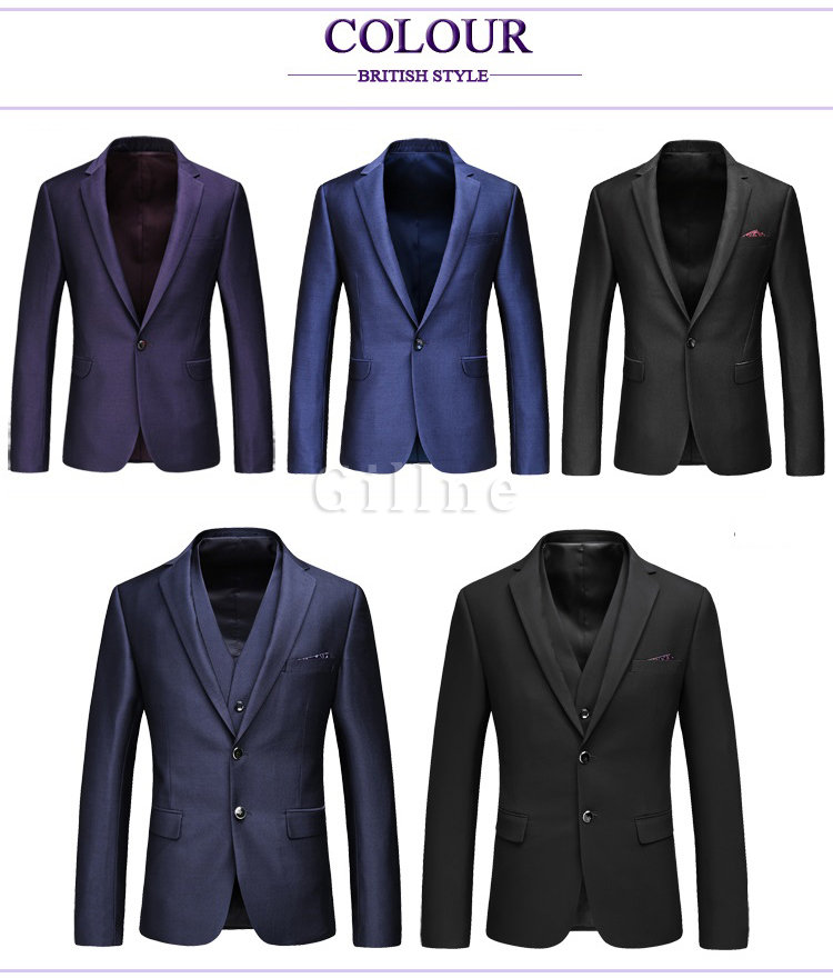 3 Pcs Frühling Einfarbig Anzüge Männer Business Asiatische