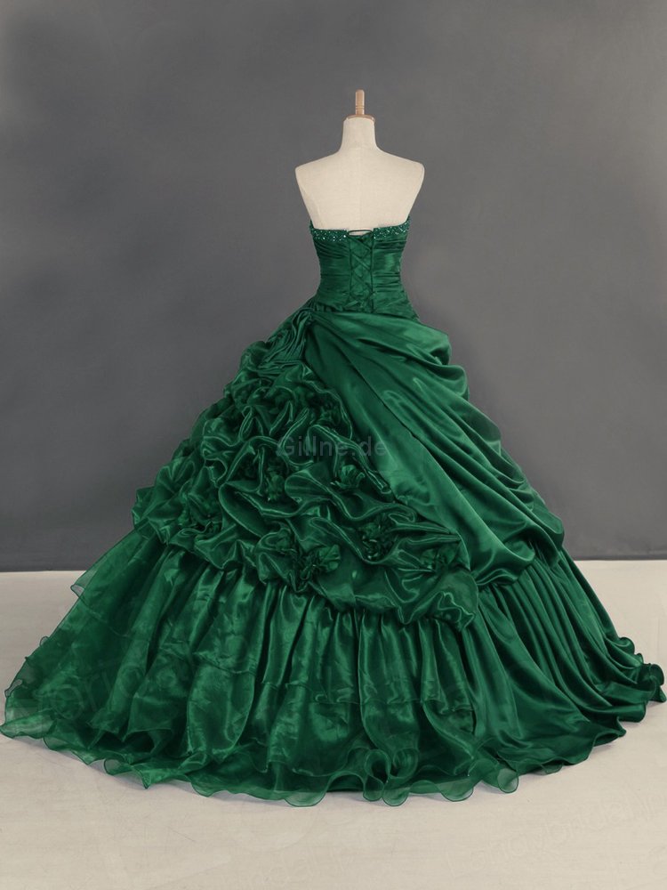 Tolle Bodenlanges Romantisches Quinceanera Kleid ohne Ärmeln mit Herz-Ausschnitt
