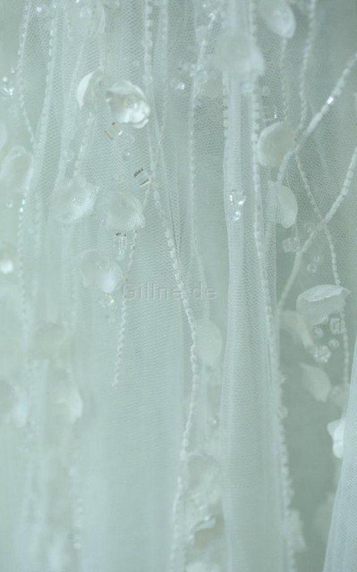 Schlüsselloch Rücken Reißverschluss Bodenlanges Brautkleid mit Blume mit Bordüre