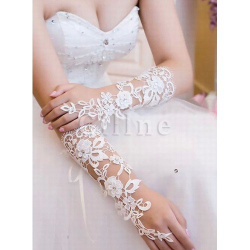 Spitze Elegant Weiß Modern Brauthandschuhe Hübsch