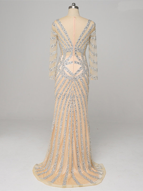 Meerjungfrau Süß Modernes Ballkleid aus Dehnbarer Satin mit Kristall