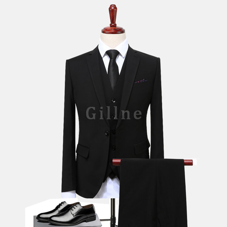 Business Casual Männer Anzug 3 Stück Asiatische {blazer Slim Fit Einfarbig