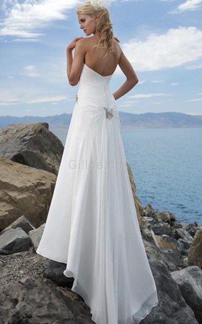 Gekerbter Ausschnitt Meerjungfrau Beach Stil Trägerlos Modisches Brautkleid
