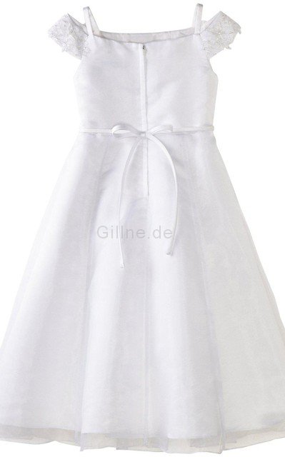 Reißverschluss Empire Taille A-Line Blumenmädchenkleid aus Taft mit Applikation