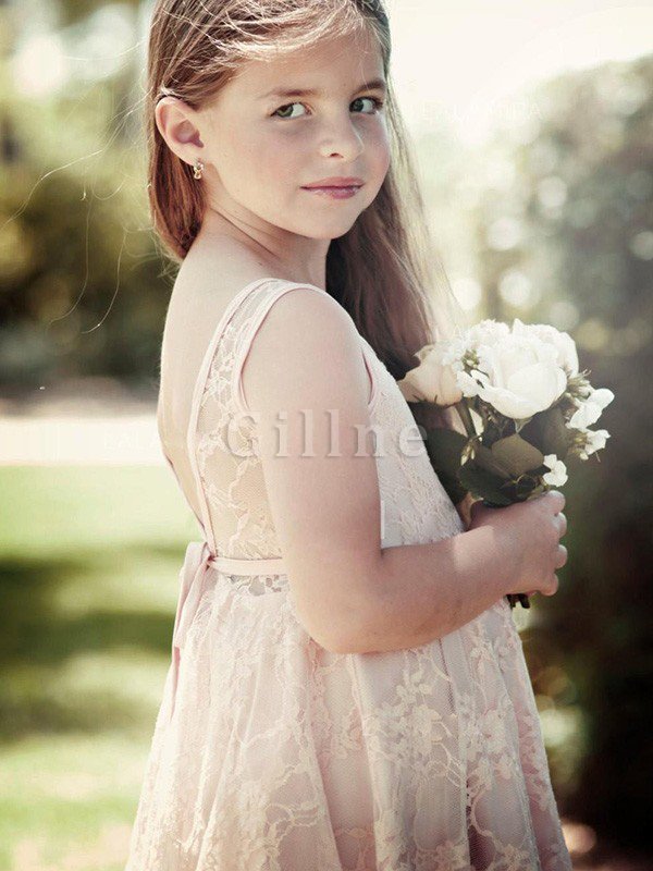 A-Linie Hinreißend Natürliche Taile Prinzessin Blumenmädchenkleid mit Blume