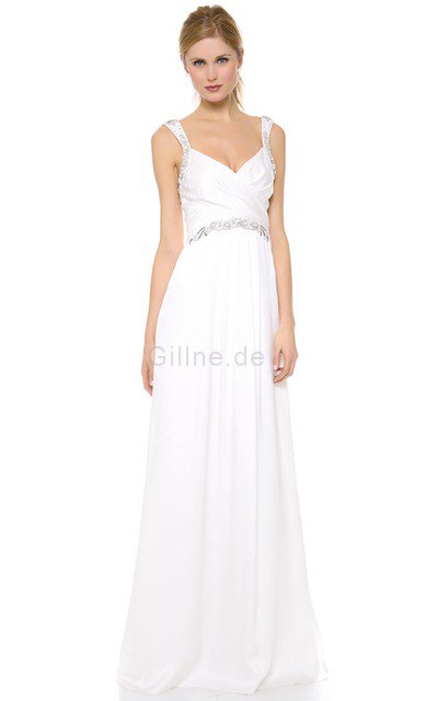 Strand Empire Taille Einfaches Brautkleid mit Schleife mit Gürtel