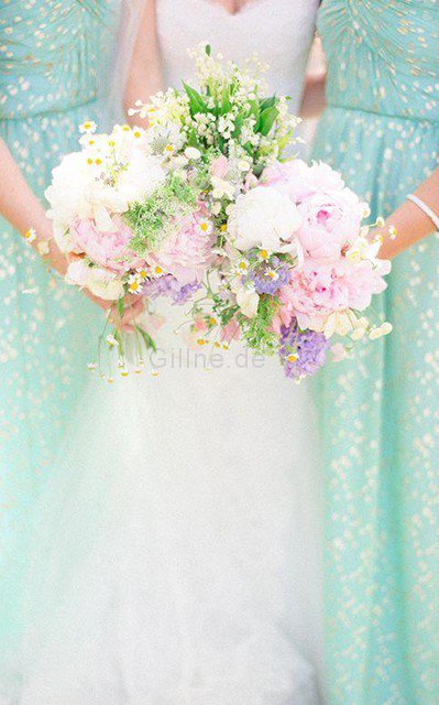 A Linie Paillettenbesetztes Glamouröses Bodenlanges Brautjungfernkleid aus Chiffon