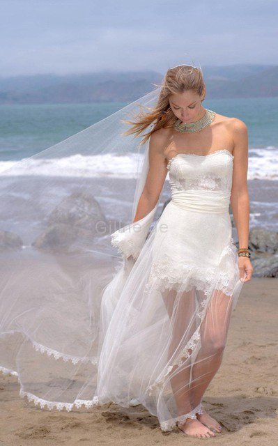Reißverschluss A-Line Ärmelloses Durchsichtiges Legeres Brautkleid