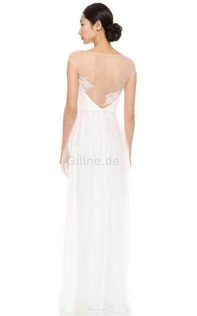 A-Line Bateau Beach Stil Bescheidenes Brautkleid mit gekappten Ärmeln